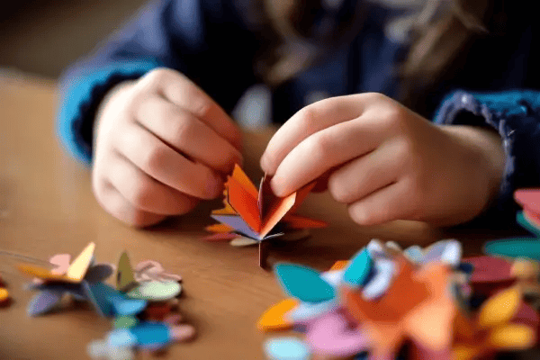 A girl working on arts and crafts